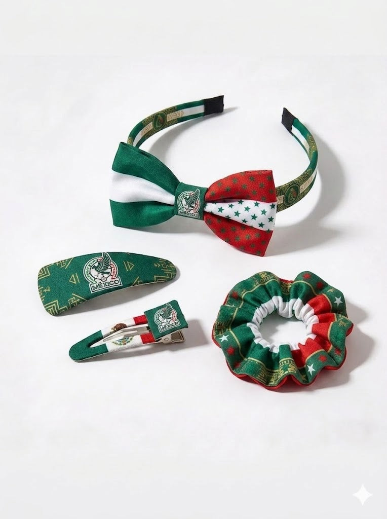 2026 World Cup Soccer Fan Hair Ties and Headband Set | USA Mexico Canada Gear