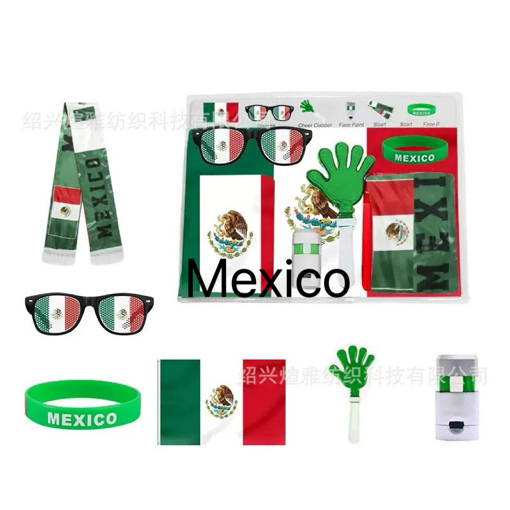 2026 World Cup 5-in-1 Fan Accessory Kit | Soccer Cheer Set with Flag, Face Paint, Glasses, Clapper & Bracelet | Ultimate Match Day Supporter Pack