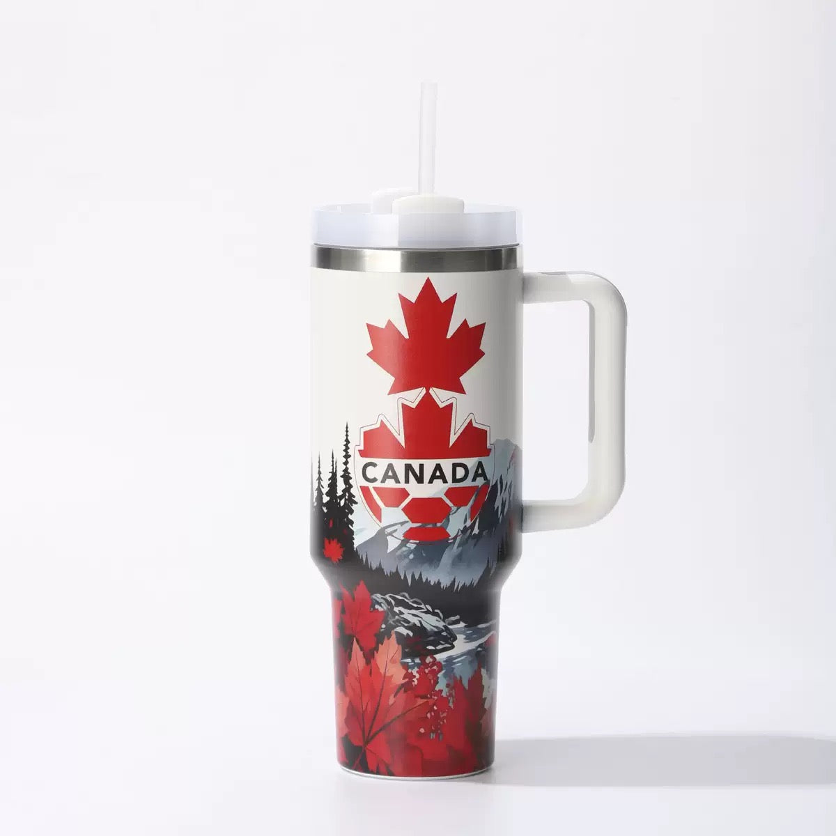2026 World Cup 40oz Tumbler with Handle | National Team Insulated Travel Mug | Soccer Fan Stainless Steel Car Cup with Straw