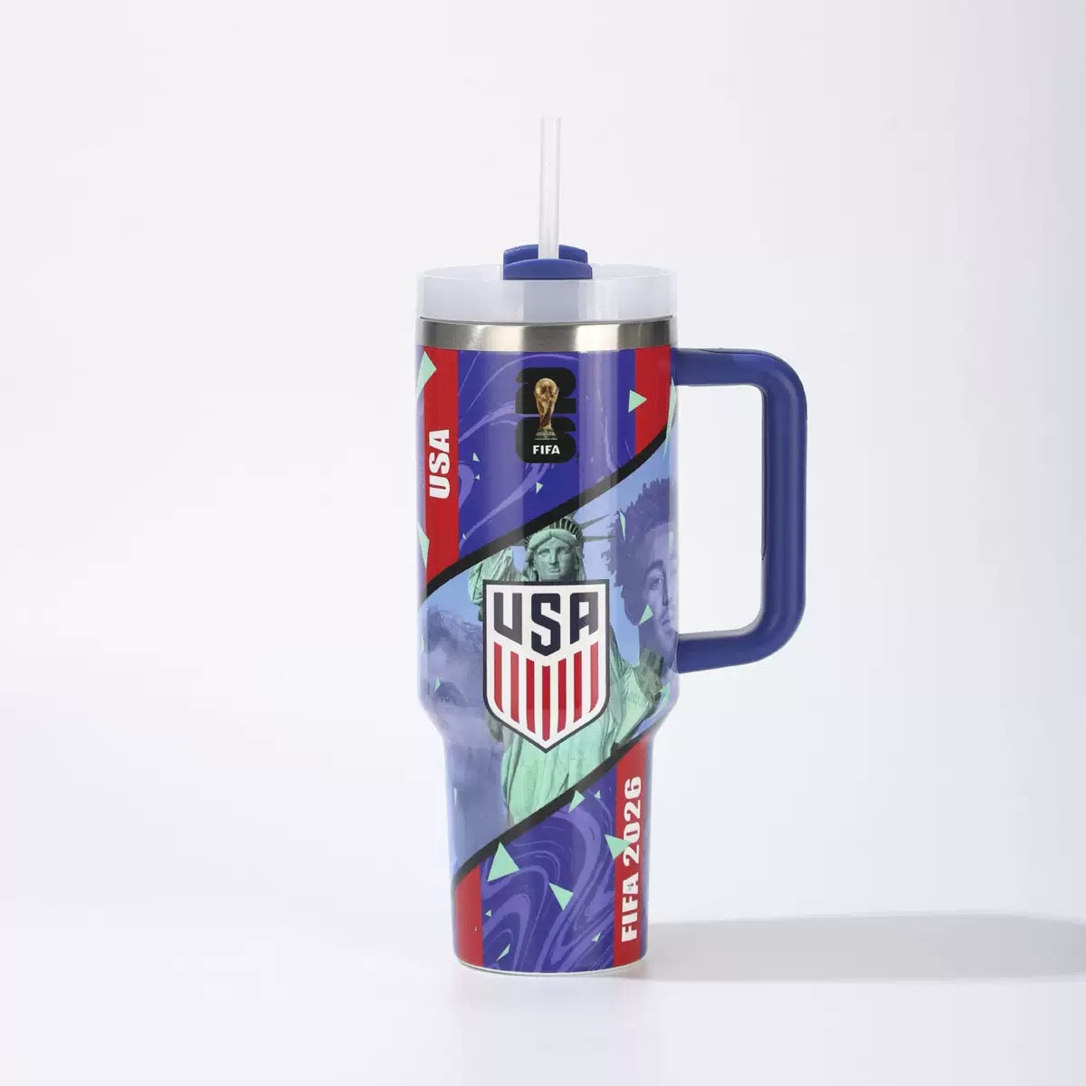 2026 World Cup 40oz Tumbler with Handle | National Team Insulated Travel Mug | Soccer Fan Stainless Steel Car Cup with Straw