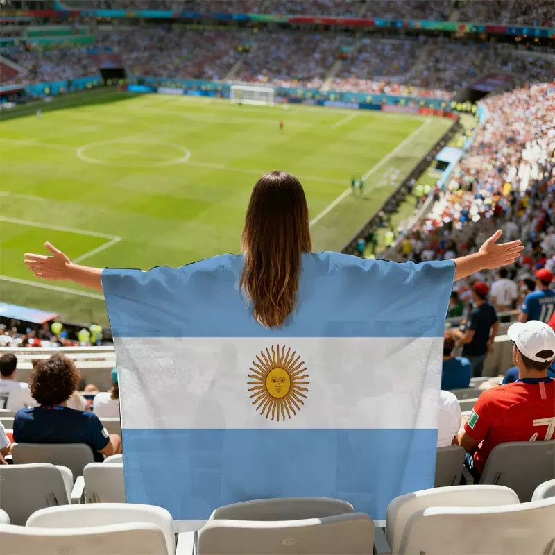 National Team Flag Scarf & Cape Bundle | 2026 World Cup Commemorative Fan Gear | Lightweight Polyester Football Fan Costume for Match Day