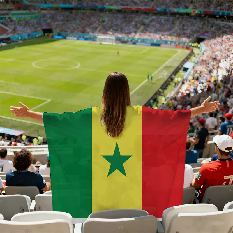 National Team Flag Scarf & Cape Bundle | 2026 World Cup Commemorative Fan Gear | Lightweight Polyester Football Fan Costume for Match Day