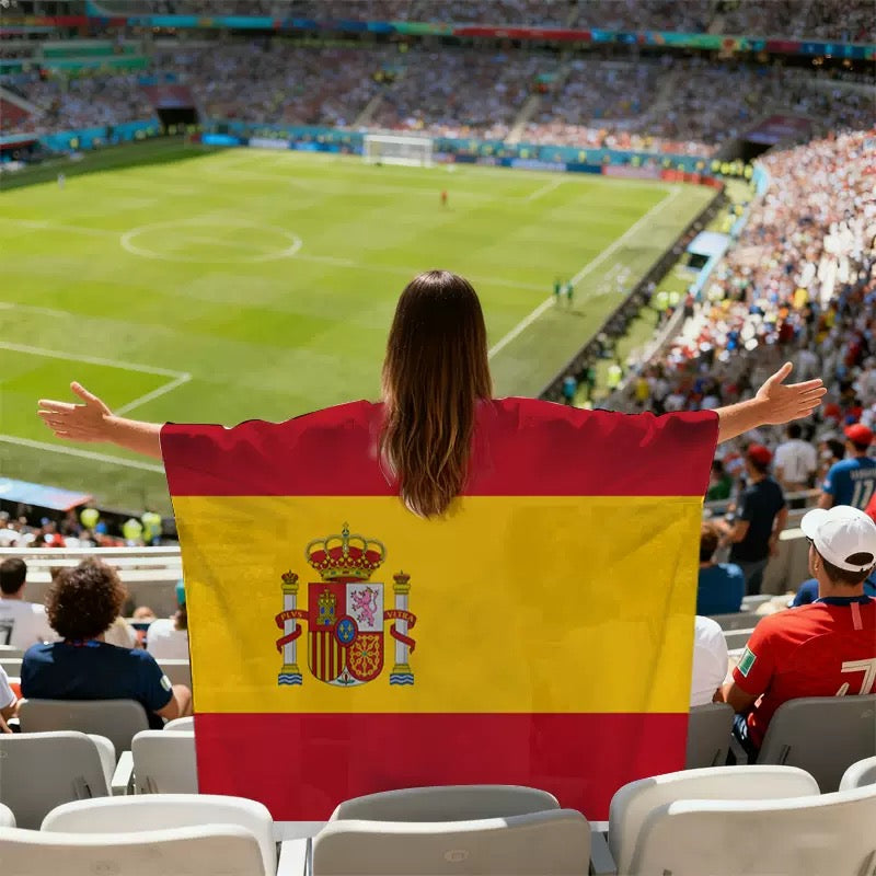 National Team Flag Scarf & Cape Bundle | 2026 World Cup Commemorative Fan Gear | Lightweight Polyester Football Fan Costume for Match Day