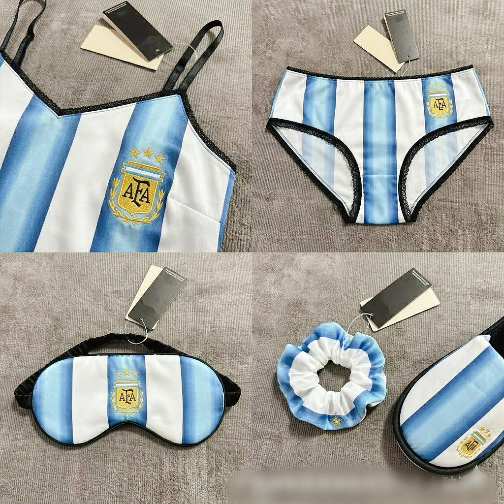 Argentina Women's 2026 World Cup Sexy Pajama Set | Soccer Fan Cami and Shorts Nightwear