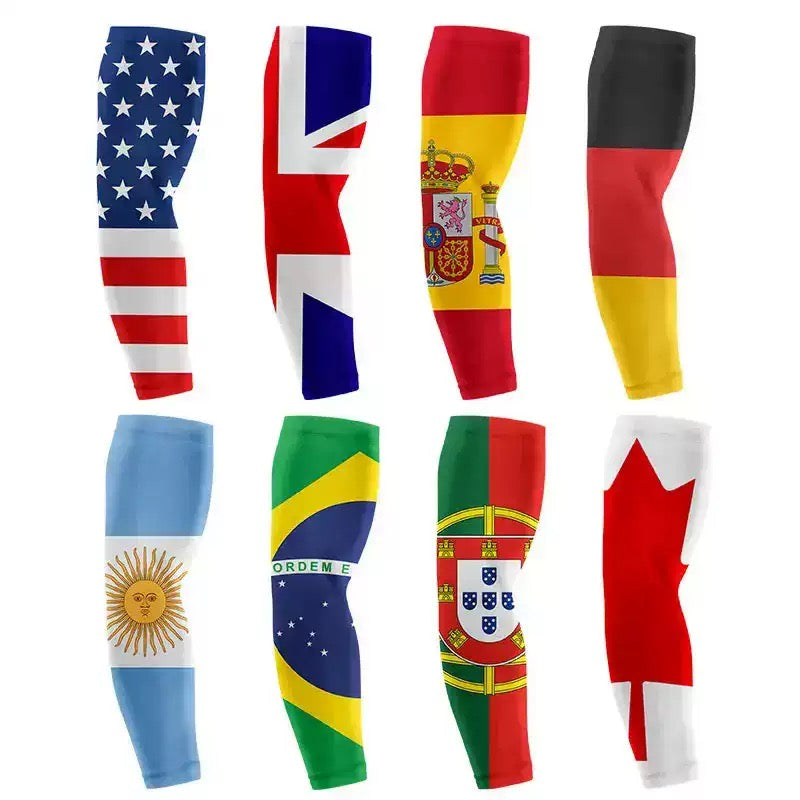 National Team Flag Tattoo Arm Sleeves | 2026 World Cup Patriotic Arm Warmers | High-Stretch Milk Silk Cooling Sleeves for Stadium & Outdoor