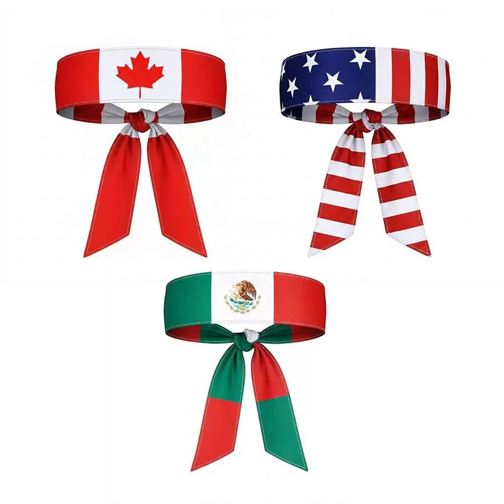 National Team Support Headband | 2026 World Cup Commemorative Hair Accessory | Non-Slip Stretchy Sweatband for USA, Canada, Mexico Fans