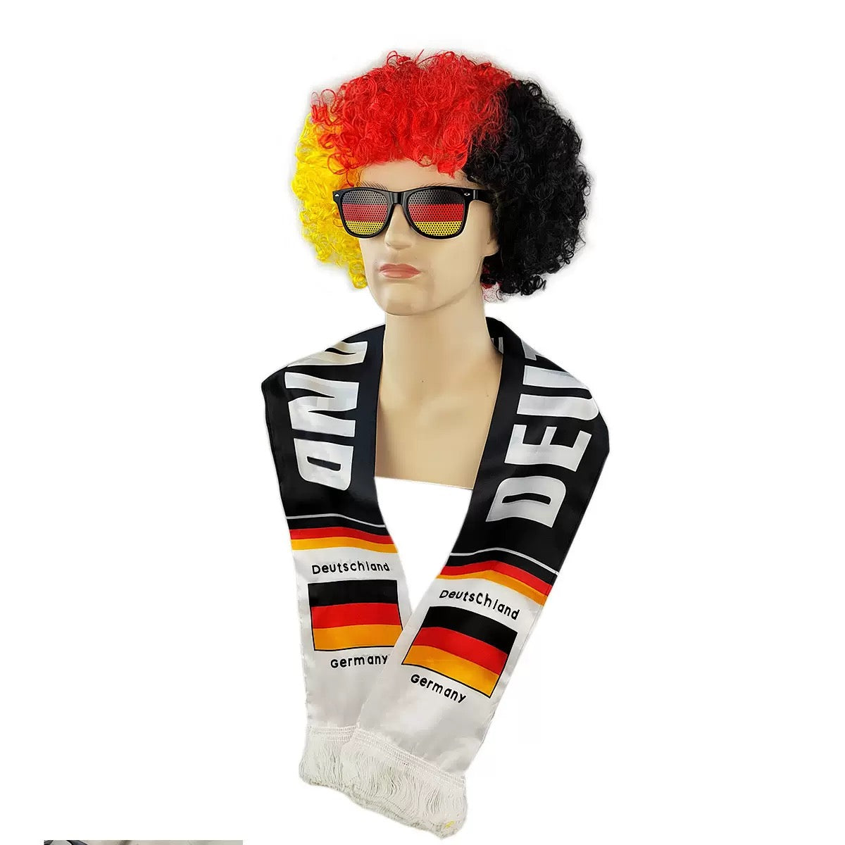 2026 World Cup Crazy Fan Kit | Afro Wig and Double-Sided Soccer Scarf Set