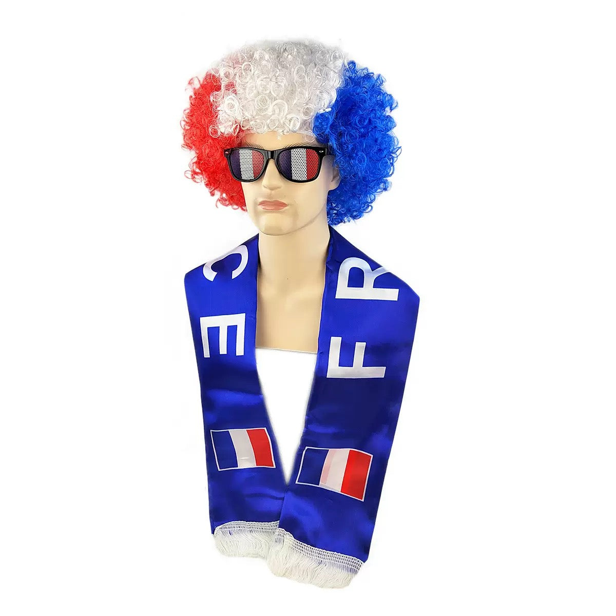 2026 World Cup Crazy Fan Kit | Afro Wig and Double-Sided Soccer Scarf Set