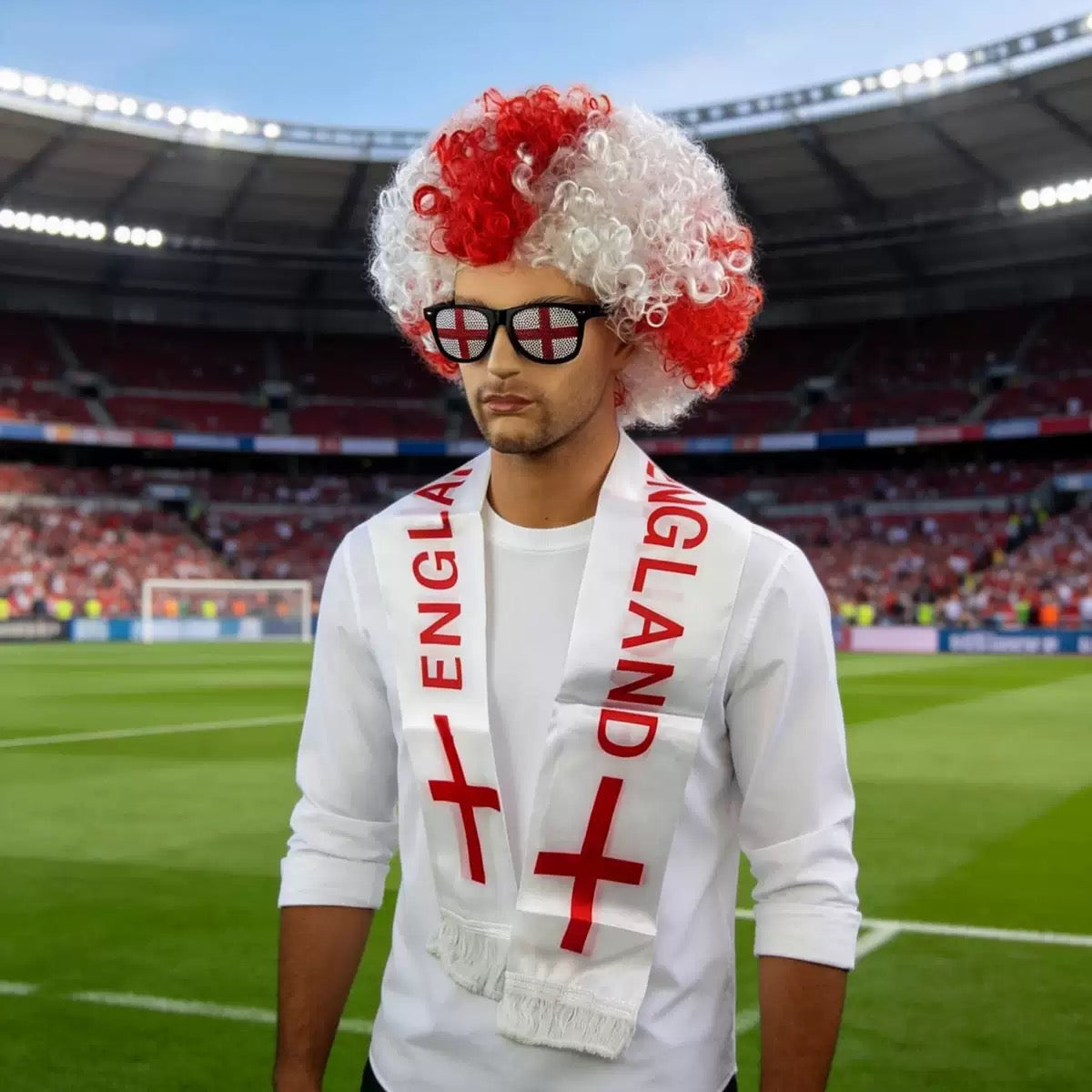 2026 World Cup Crazy Fan Kit | Afro Wig and Double-Sided Soccer Scarf Set