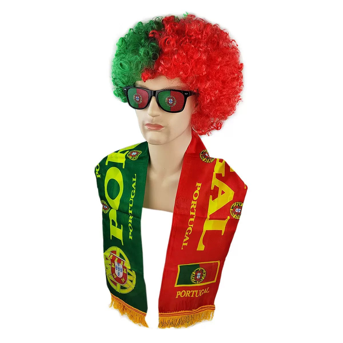 2026 World Cup Crazy Fan Kit | Afro Wig and Double-Sided Soccer Scarf Set
