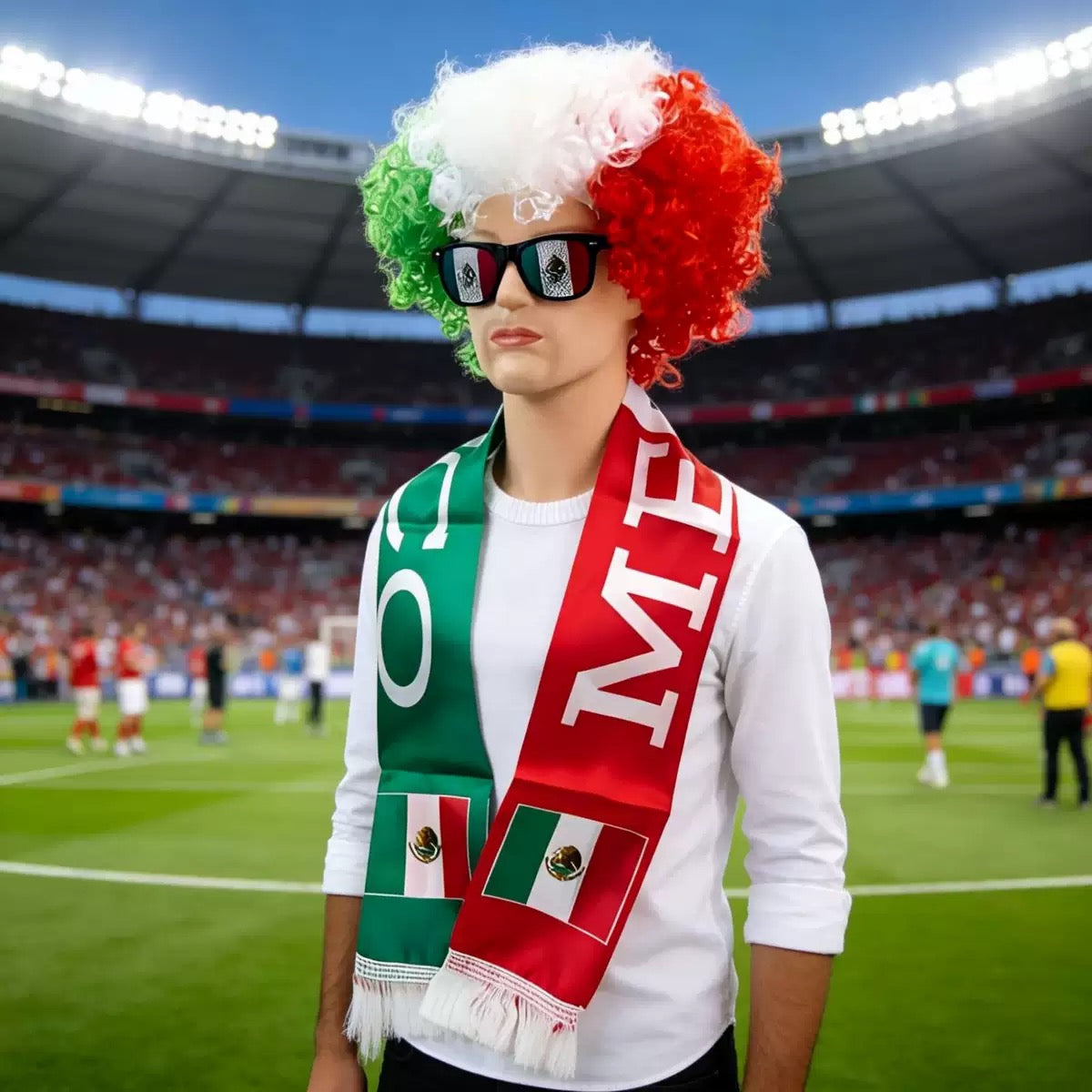 2026 World Cup Crazy Fan Kit | Afro Wig and Double-Sided Soccer Scarf Set