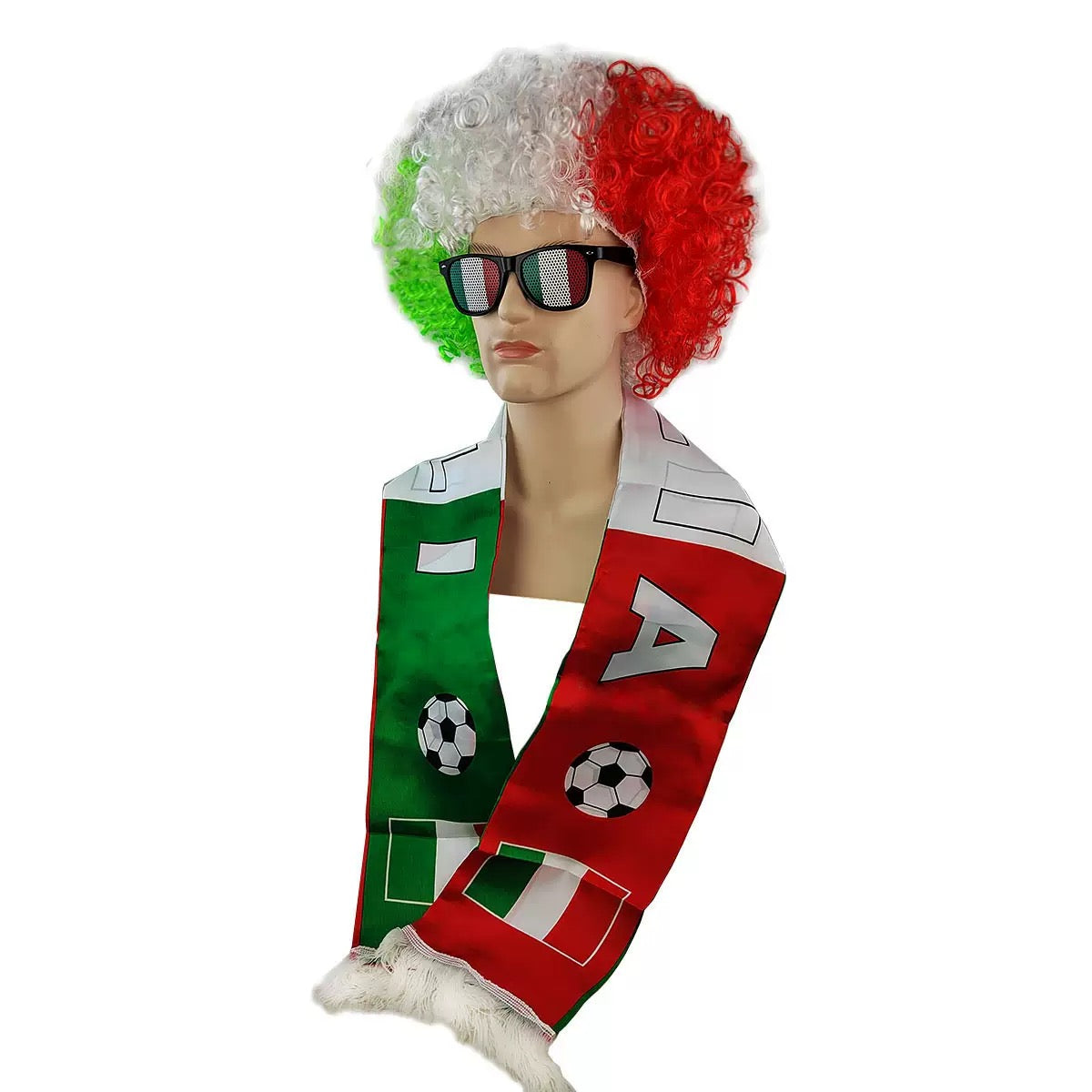 2026 World Cup Crazy Fan Kit | Afro Wig and Double-Sided Soccer Scarf Set