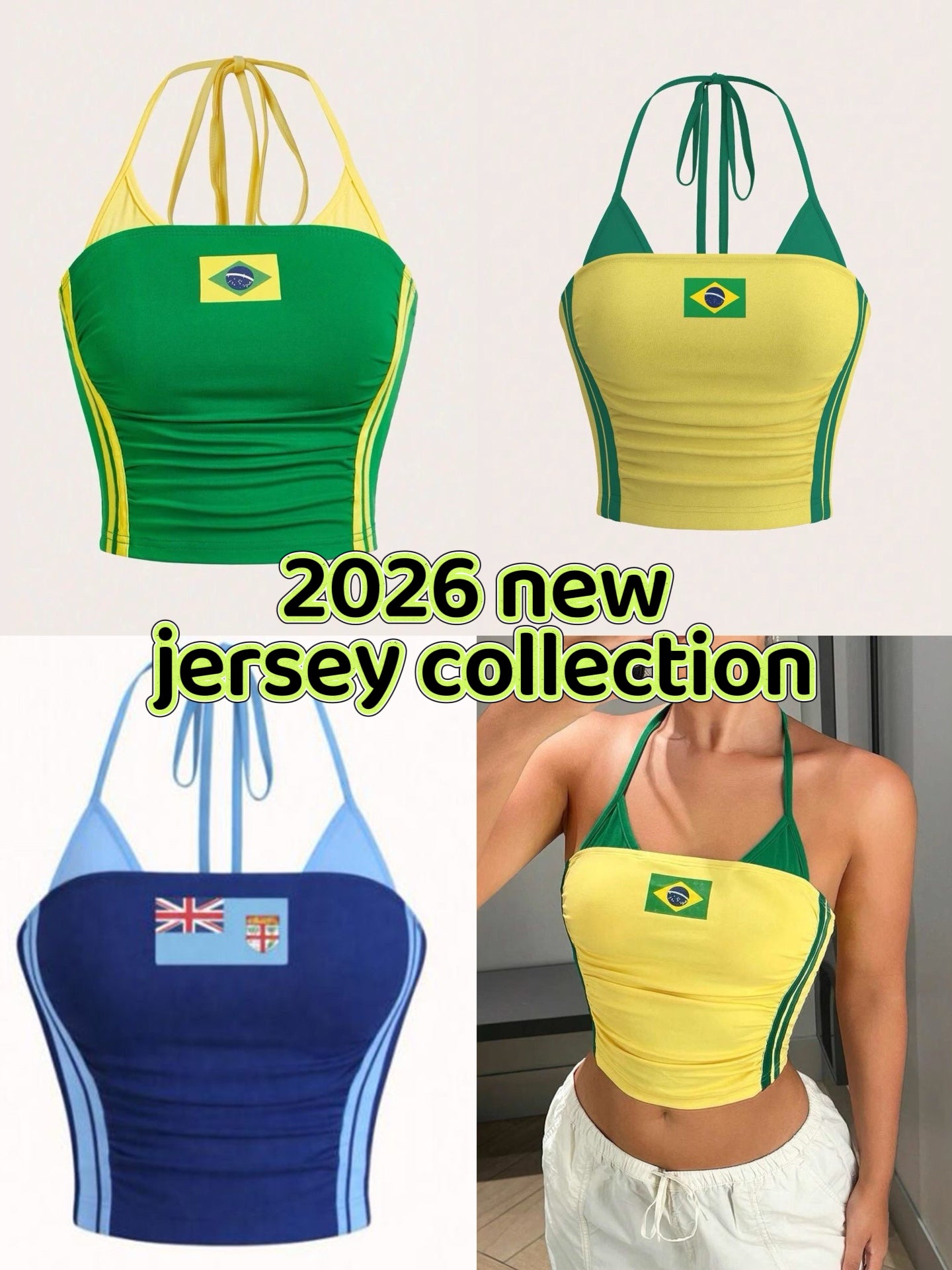 Brazil and England 2026 World Cup Women's Crop Top | Ribbed Soccer Fan Tank