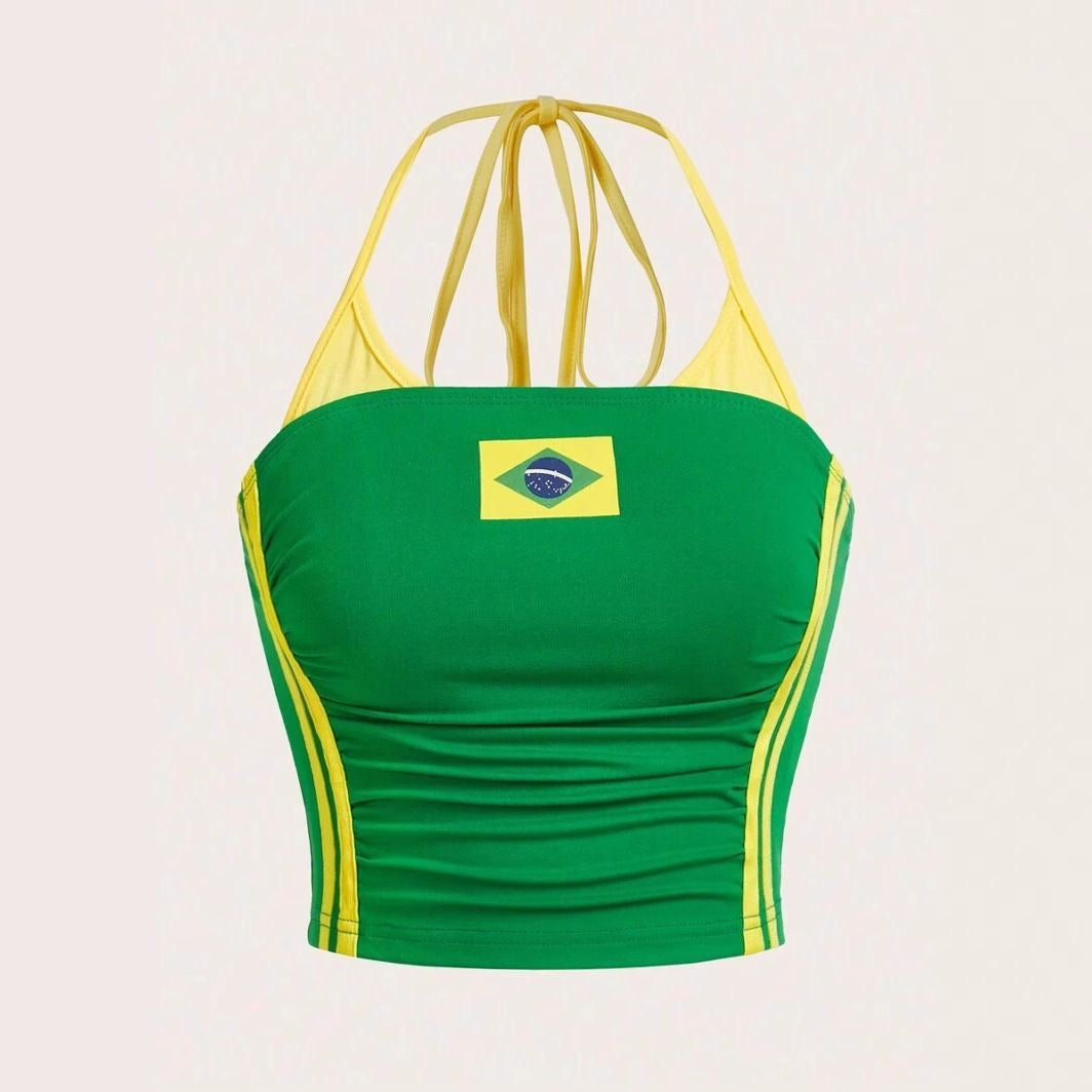 Brazil and England 2026 World Cup Women's Crop Top | Ribbed Soccer Fan Tank