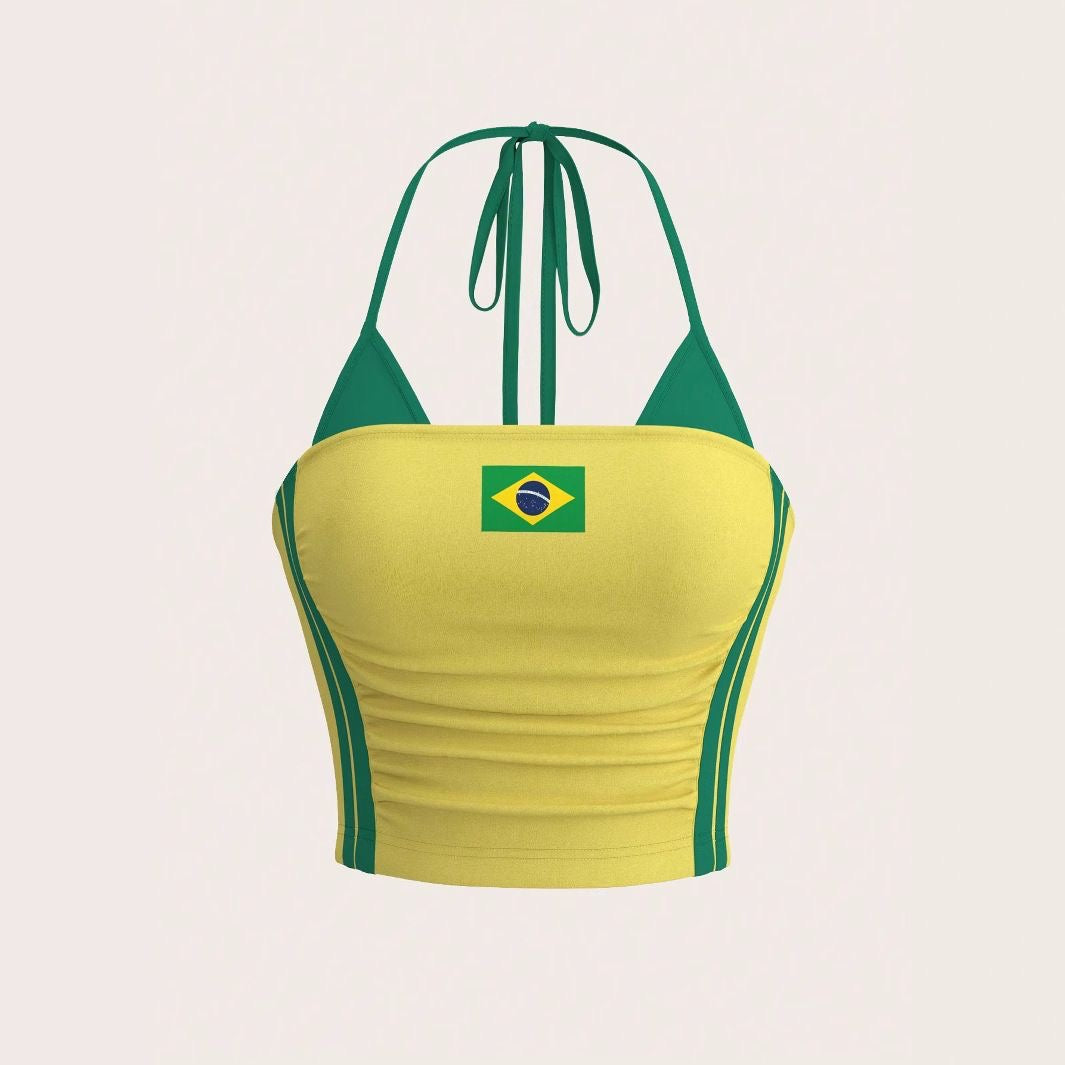 Brazil and England 2026 World Cup Women's Crop Top | Ribbed Soccer Fan Tank