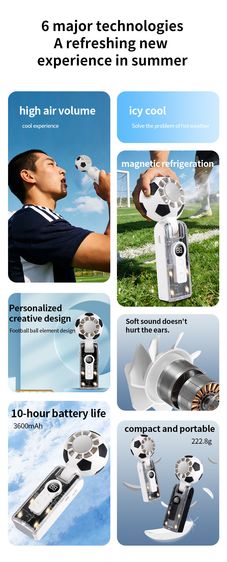 Soccer Ball Mini Fan for World Cup 2026 | Portable Cooling Device with National Team Colors | Cute Travel Fan for Football Matches