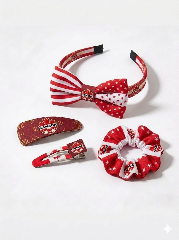 2026 World Cup Soccer Fan Hair Ties and Headband Set | USA Mexico Canada Gear