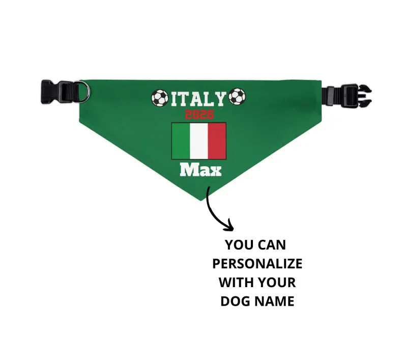 World Soccer 2026 Dog Bandana, Custom Countries Pet Bandana, Over the Collar Soccer Fan Dog Accessory