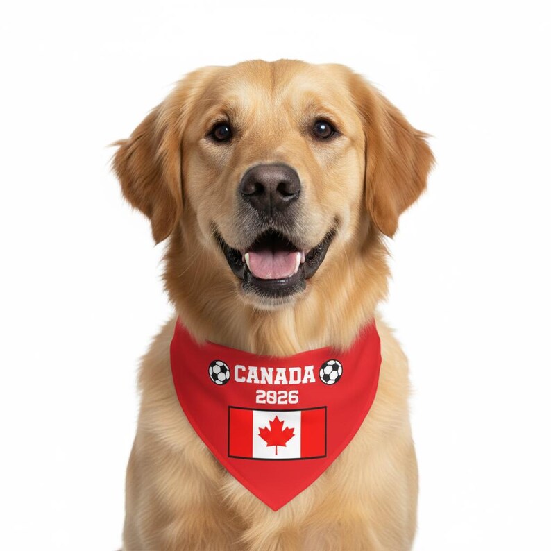 World Soccer 2026 Dog Bandana, Custom Countries Pet Bandana, Over the Collar Soccer Fan Dog Accessory