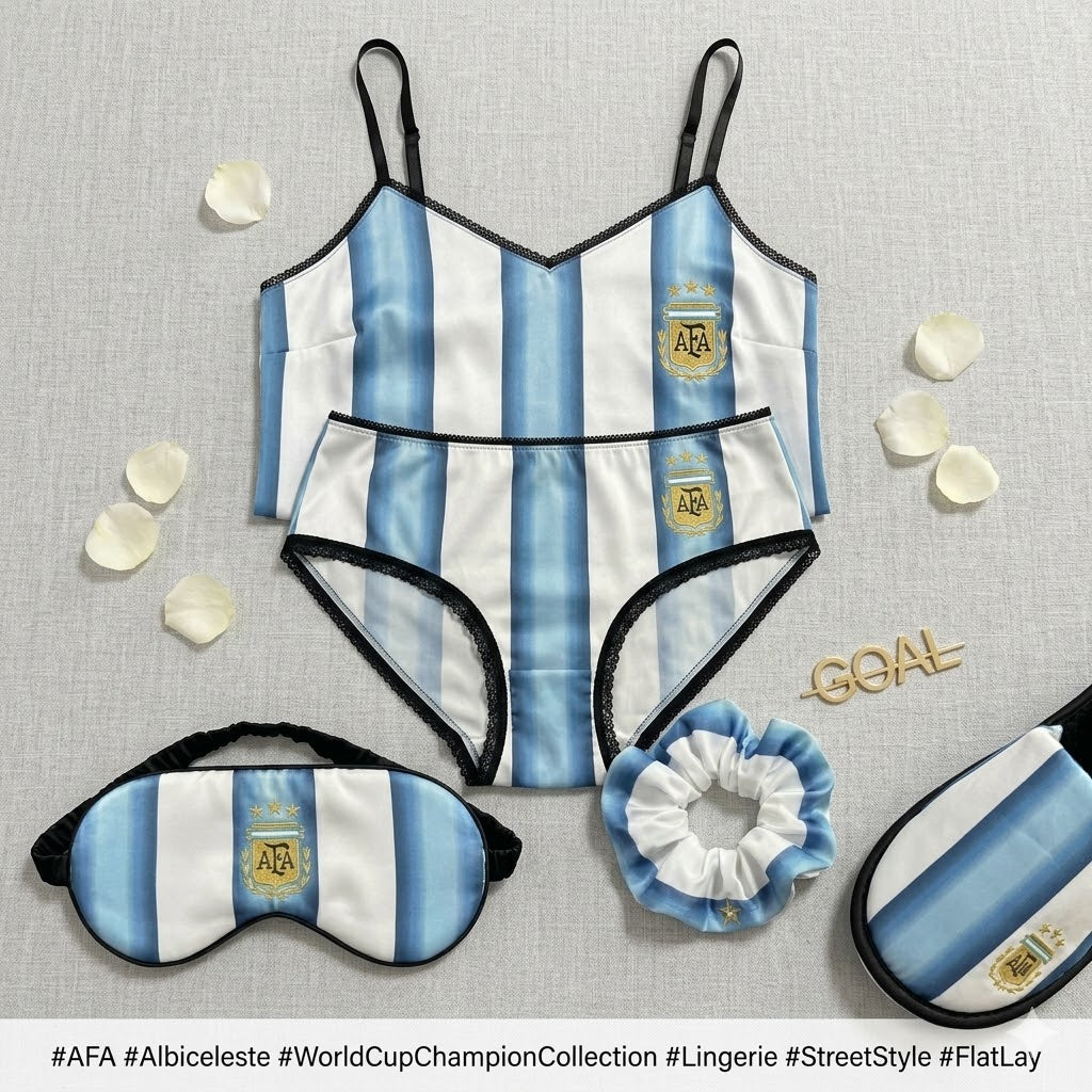 Argentina Women's 2026 World Cup Sexy Pajama Set | Soccer Fan Cami and Shorts Nightwear